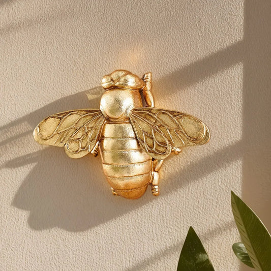 DecorBites™ Golden Bee Resin Insect Statue Wall Hanger - Background Decoration
