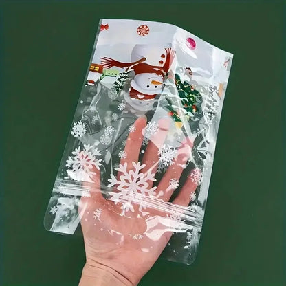 50pcs/Set Happy New Year Christmas Bread Packaging Bags Hnadle Santa Claus Toast Supplies For Home Handmade Gift Bags