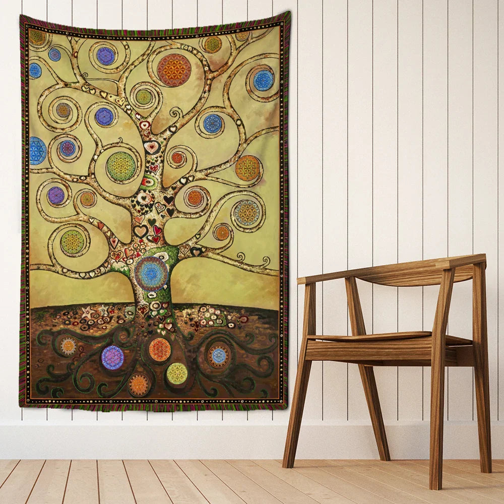 Decobites Tree Of Life Tapestry: Hippie Queen Bed Sheet Wall Hanging, Psychedelic Bohemian Room Decor