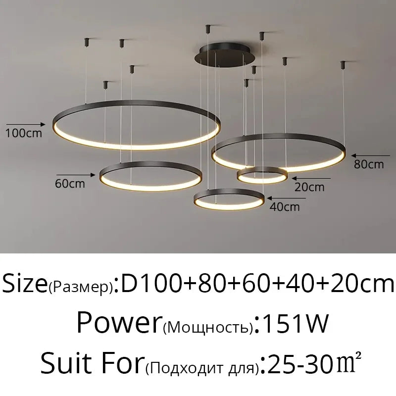 DecorBites™ Acrylic LED Ring Pendant Light Modern Minimalist Art Decor Chandelier