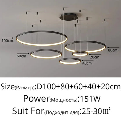 DecorBites™ Acrylic LED Ring Pendant Light Modern Minimalist Art Decor Chandelier
