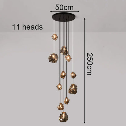 Modern Ring Pendant Chandelier in Iron, Acrylic, Glass