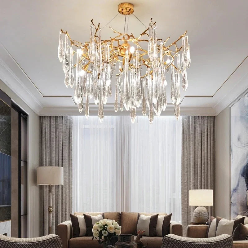 DecorBites™ Gold LED Branch Chandelier for Living Room, Bedroom, Hotel - Modern Luxury Aluminum Pendant Light