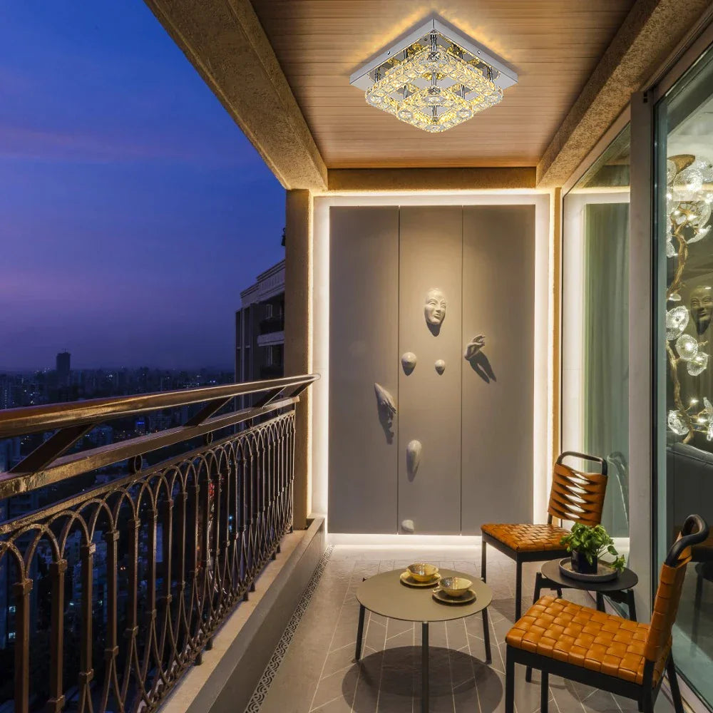 Lámpara de techo cuadrada LED de cristal DecorBites™ para dormitorio, sala de estar y decoración del hogar