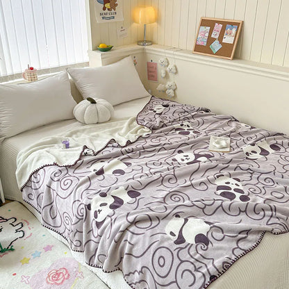 Manta de terciopelo color leche DecorBites™: Diseño bonito, cálida, multifuncional, ideal para el sofá y para viajes.