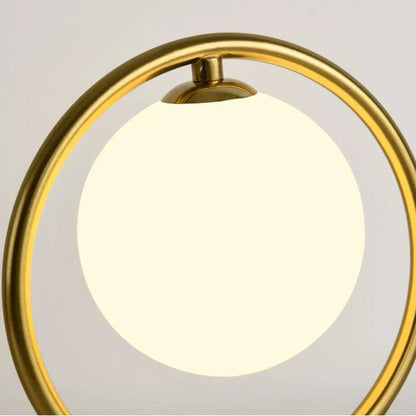 DecorBites™ LED Brass Glass Table Lamp for Bedside Reading Desk - Modern Round Ring Design