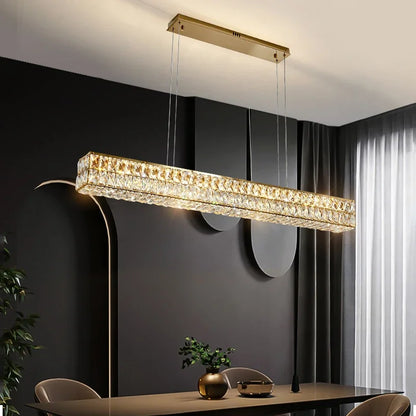 DecorBites™ Crystal Steel LED Pendant Light | Modern Dining Room Hanging Lamp