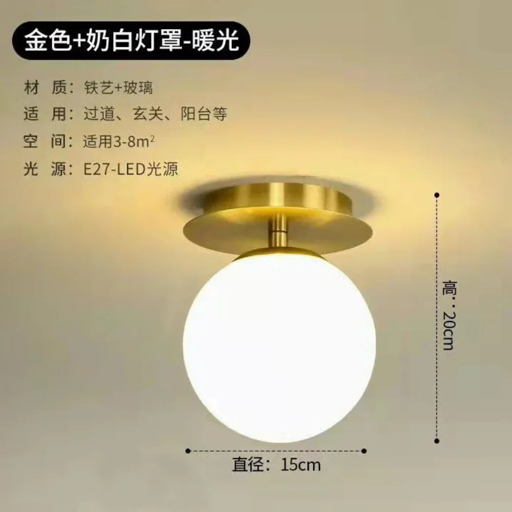 DecorBites™ Gold Ball Glass Ceiling Lamp: Modern Nordic Living Room Lights for Loft Decor