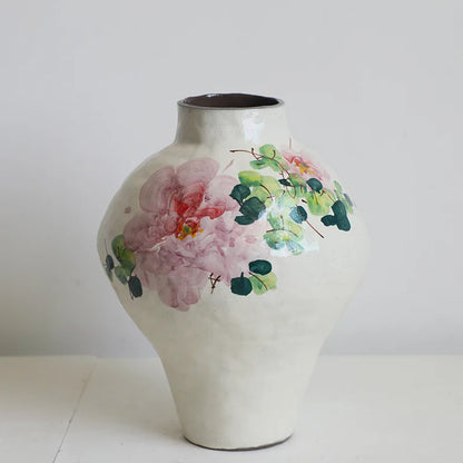 Jarrón de Flores en Acuarela China Hecho a Mano™ Decorativo Retro de Cerámica