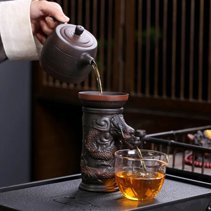 Decorbites™ Drachen-Teeblatt-Trichterfilter für Kung-Fu-Tee, Keramik-Tischdekoration