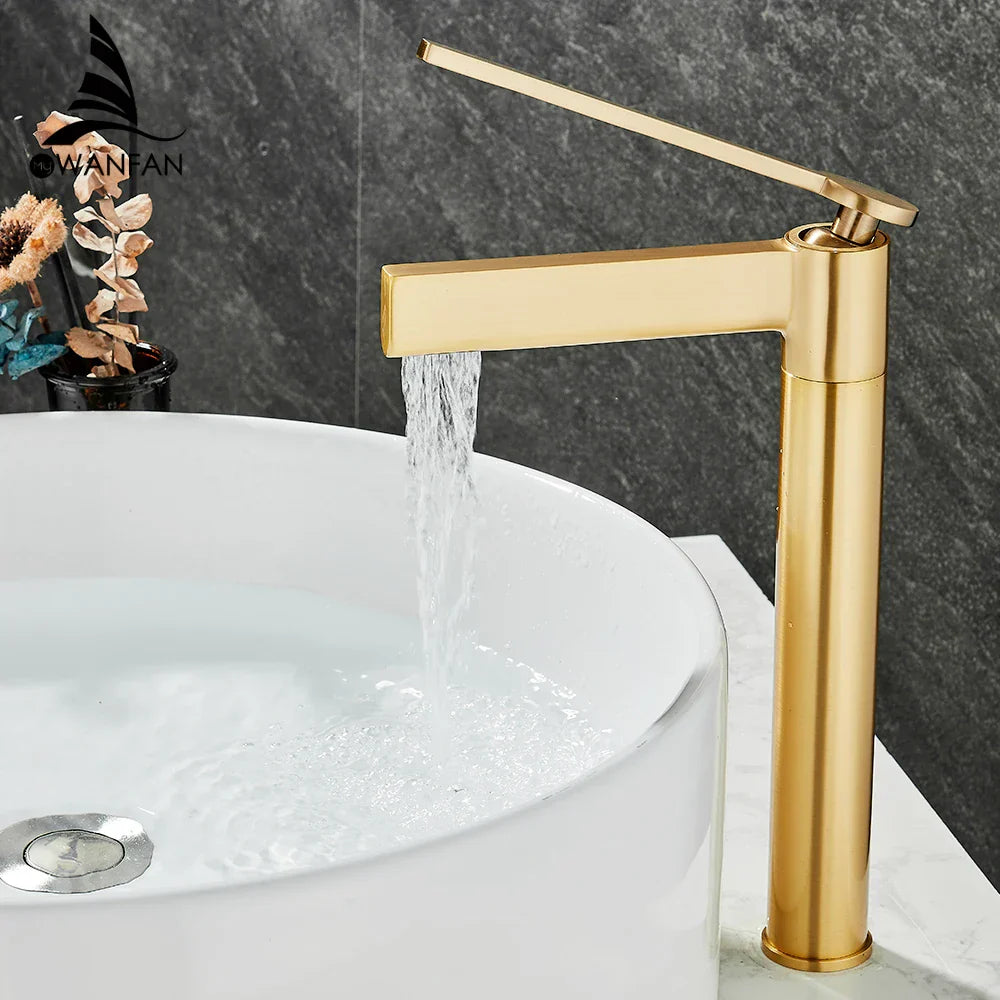 DecorBites™ Brass Deck Mounted Basin Faucet Single Handle Hot Cold Mixer for Bathroom Sink