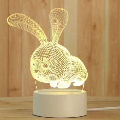 Lámpara de noche acrílica 3D DecorBites™ | Regalo para niños y niñas | Decoración para dormitorio | Luz de mesa
