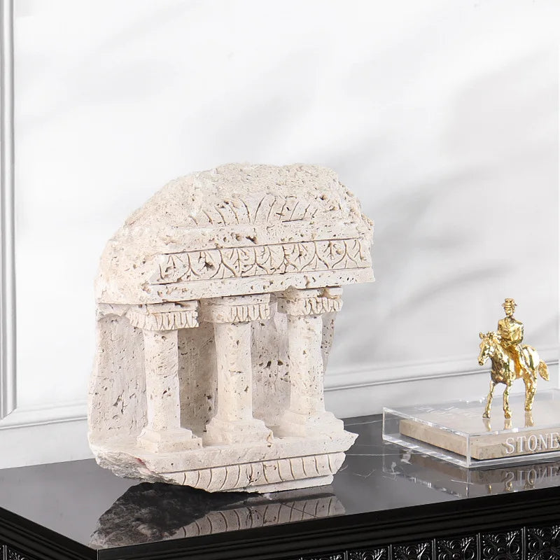 DecorBites™ Handmade Marble Medieval Sculptures and Ancient Greek Roman Temple Statue