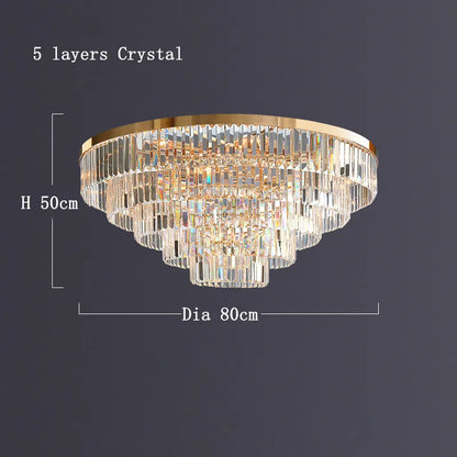 DecorBites™ Gold LED Crystal Ceiling Light for Modern Living Room, Luxury Home Decor