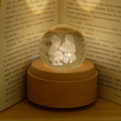 Caja de música con bola de cristal DecorBites™: Proyección de luz giratoria, regalo ideal para cumpleaños y San Valentín