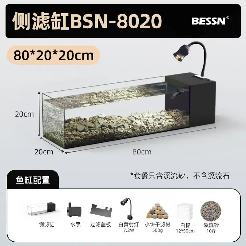 DecorBites™ Betta Fish Tank, Acrylic Aquarium Bowl with Top Filtration System