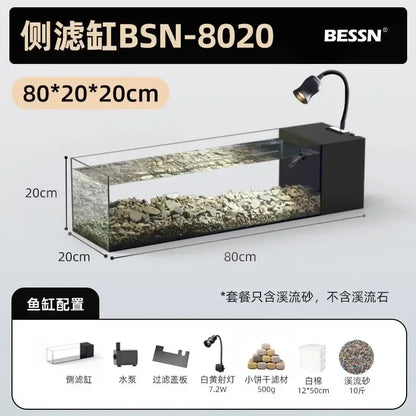 DecorBites™ Betta Fish Tank, Acrylic Aquarium Bowl with Top Filtration System