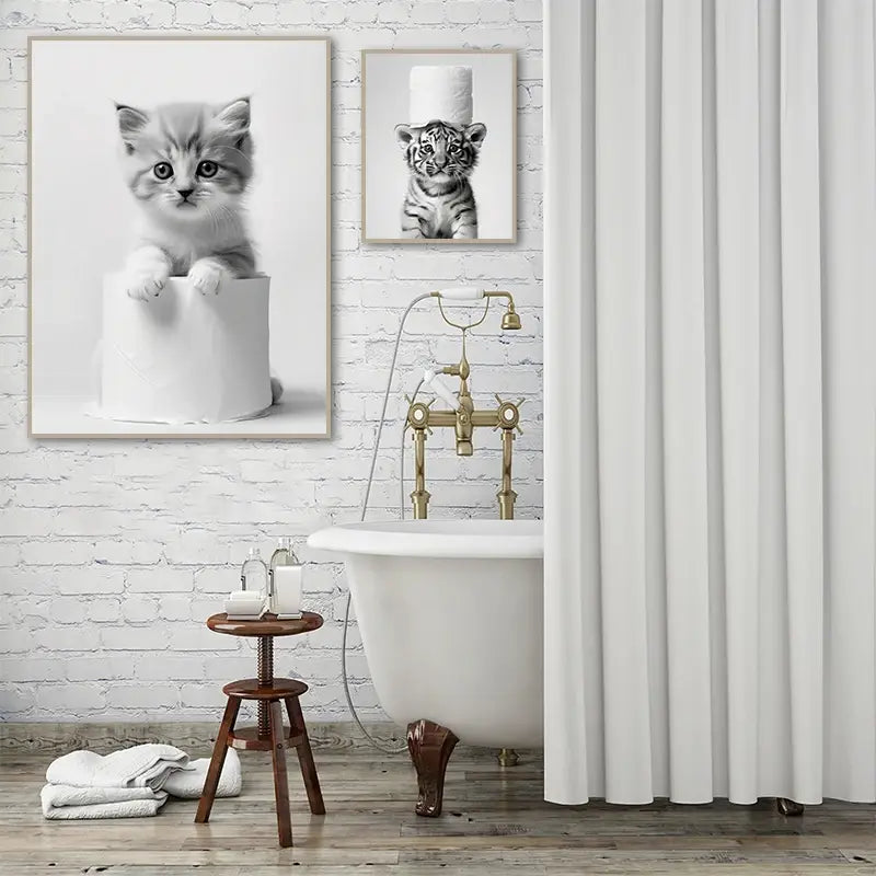 DecorBites™ Funny Animals Canvas Wall Art for Bathroom Home