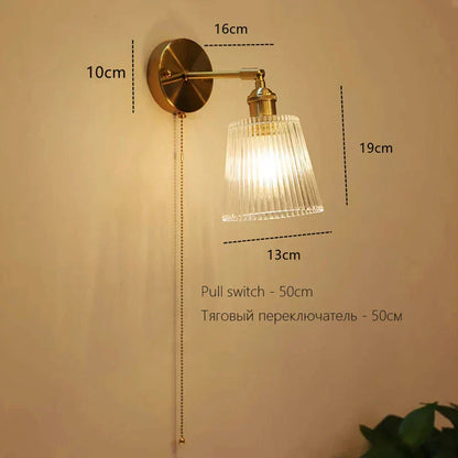 DecorBites™ Art Deco LED Wall Lamp with Pull Switch, Nordic Design, Glass Interior Wall Light