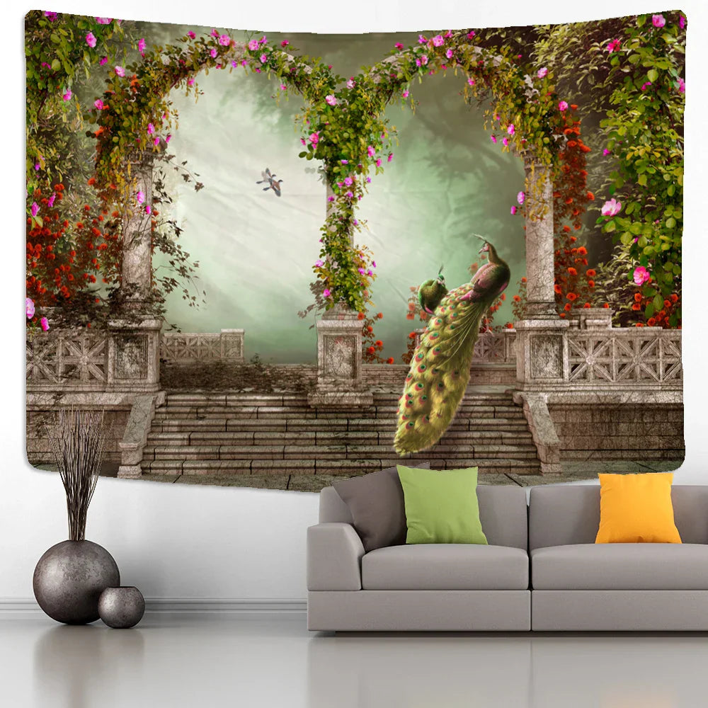 Decobites Garden Tapestry: Natural Scenery Bohemian Wall Hanging for Home Decor