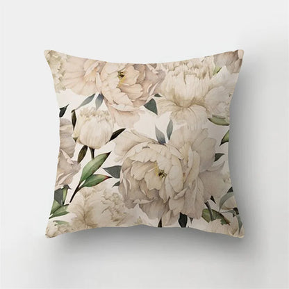 DecorBites™ Deer Animal Short Plush Pillowcase with Natural Leaves and Flowers