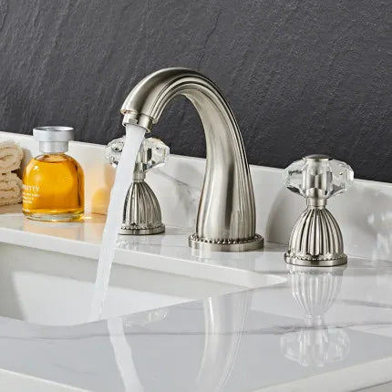 Gold Crystal Basin Faucet In Antique Finish