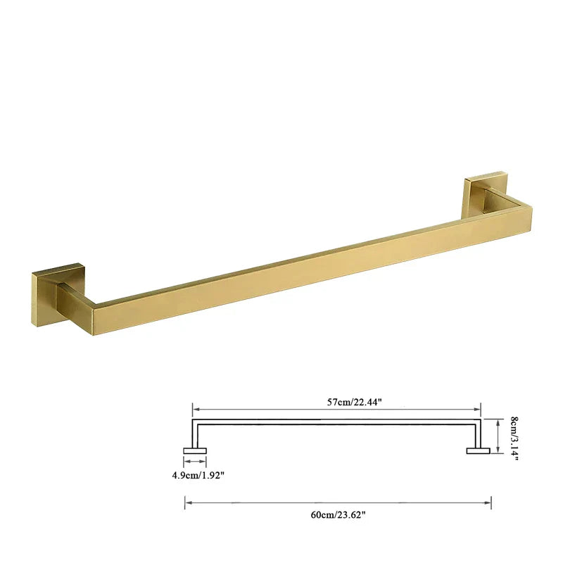 DecorBites™ Brushed Gold Bathroom Hardware Set - Robe Hook, Towel Rail, Tissue Holder & more