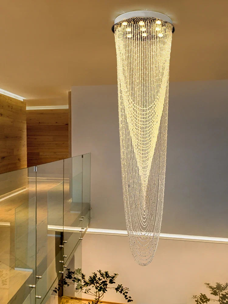 DecorBites™ Crystal Rotating Chandelier for Duplex Villa Living Room, Modern Loft Design