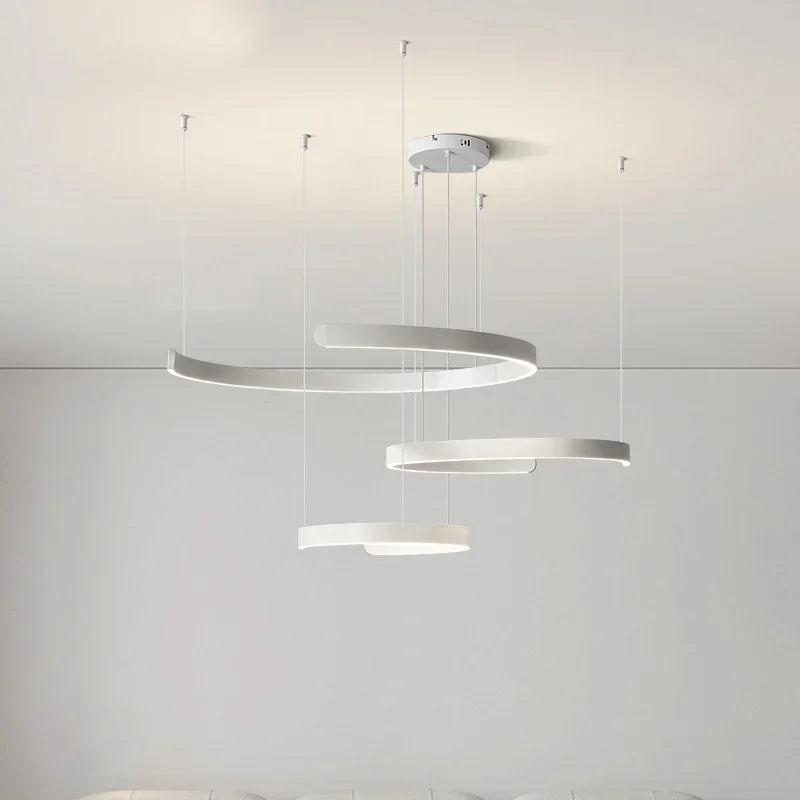 Lámpara colgante tipo araña LED negra DecorBites™ para vestíbulo, escaleras o bar; lámpara colgante minimalista para interiores.