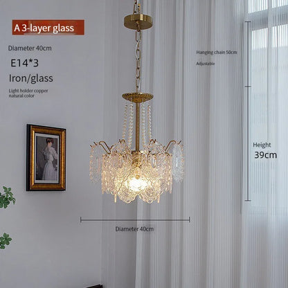 DecorBites™ Clear Glass LED Chandelier: Modern French Style for Living Room, Bedroom, Kitchen.