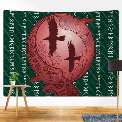 Decobites Viking Crow Symbol Tapestry: Psychedelic Home Decor for Hippie Room