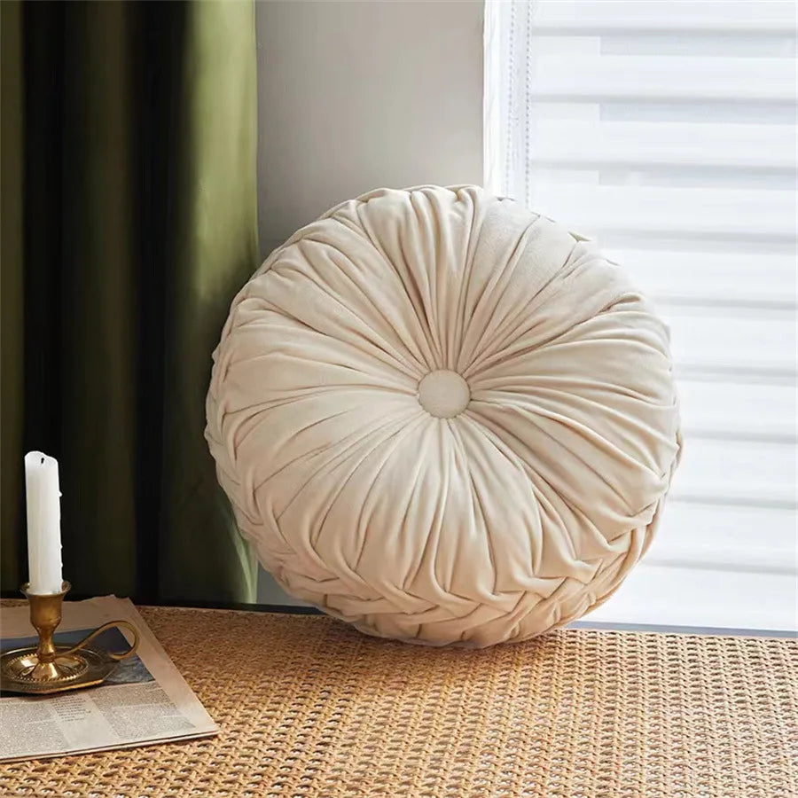 DecorBites™ Dutch Velvet Round Seat Cushion: Modern & Comfortable Back Support for Living Room.