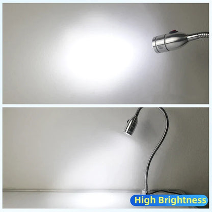 DecorBites™ LED Gooseneck Work Light 3W Industrial Hose Lamp with Switch