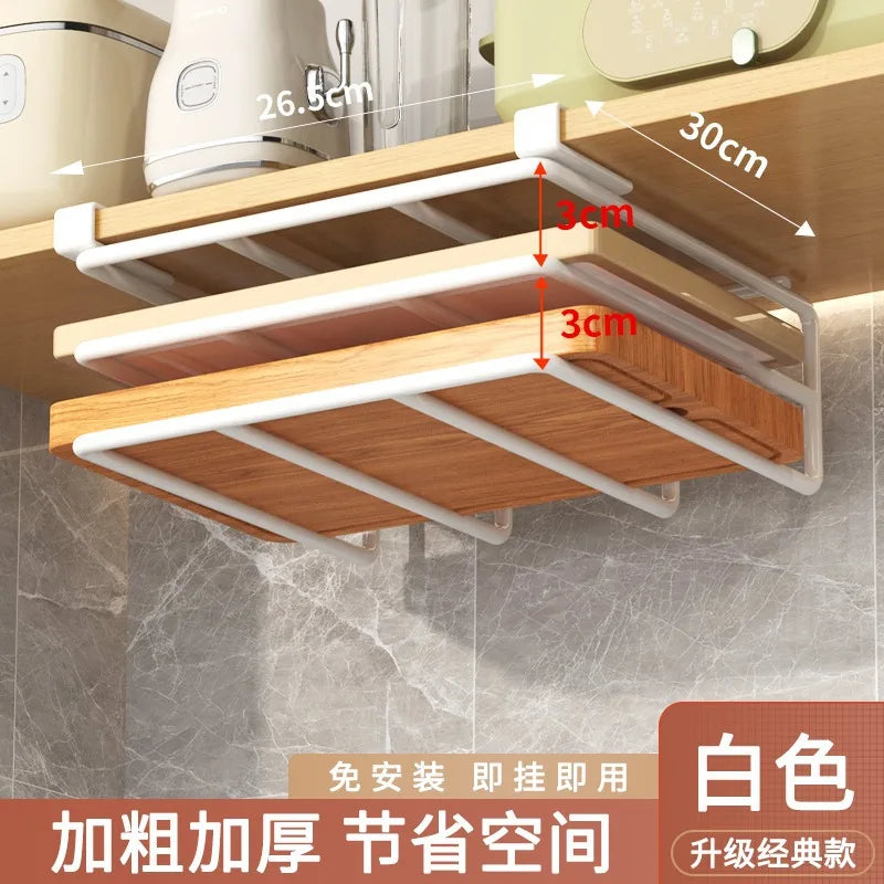 DecorBites™ Kitchen Rack: Cupboard Paper Towel Rags Hanger with Hooks