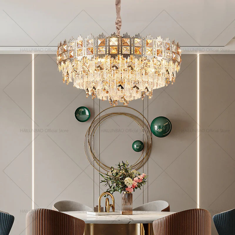 DecorBites™ Crystal Chandelier: Modern Net Red Living Room & Bedroom Luxury Lighting