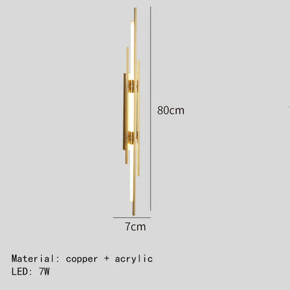 ديكوربايتس™ - شمعدان حائط من الأكريليك والنحاس، 80/100 سم، إضاءة بسيطة لغرفة المعيشة