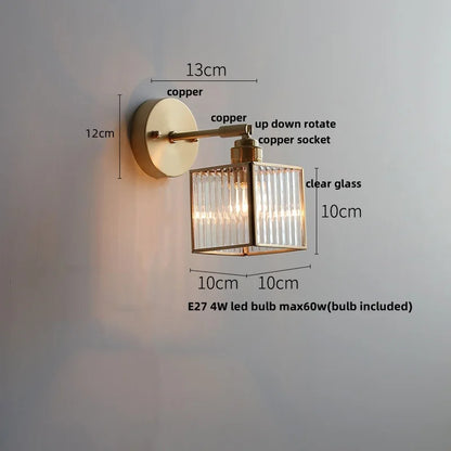 DecorBites™ Japanese Style LED Wall Light Clear Glass Pull Chain Switch Bedside Lamp