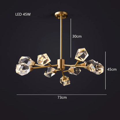 DecorBites™ Diamond Crystal Brass LED Pendant Light Gold Luxury Hanglamp