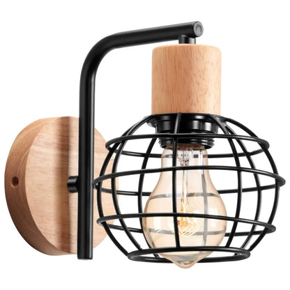 DecorBites™ Industrial Wire Cage Wall Sconce E27 Rustic Retro Bedside Light Fixture