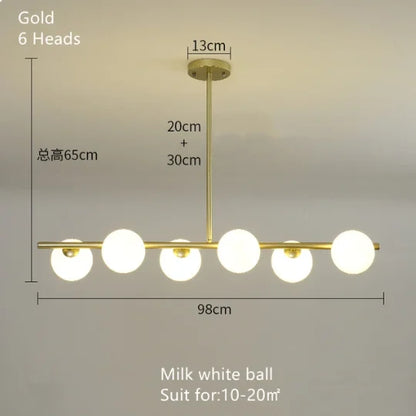 DecorBites™ Gold Glass Ball LED Pendant Light for Kitchen Dining Room Lighting