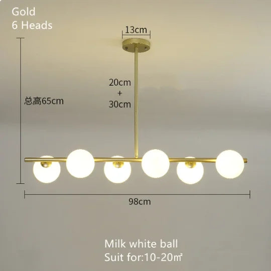 Lámpara colgante LED de bola de vidrio dorado Decorbites™ para iluminación de cocina y comedor