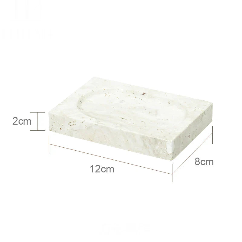DecorBites™ Beige Travertine Marble Bathroom Set - Soap Dispenser Toothbrush Holder Tissue Box