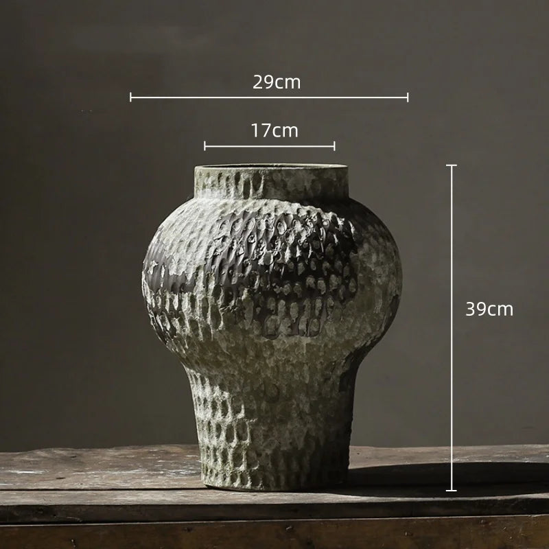 DecorBites™ Coarse Pottery Vase Chinese Retro Porcelain Floral Arrangement Home Decor