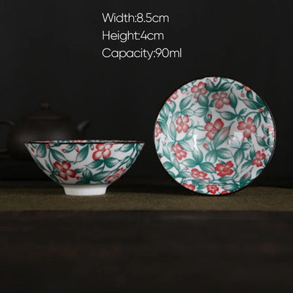 DecorBites™ Blue and White Porcelain Hand-Painted Tea Cups - Set of 1