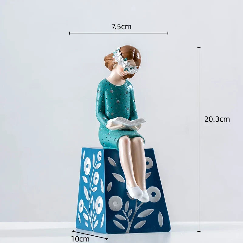 DecorBites™ Cartoon Girls Resin Figure Sculpture for Home Decor
