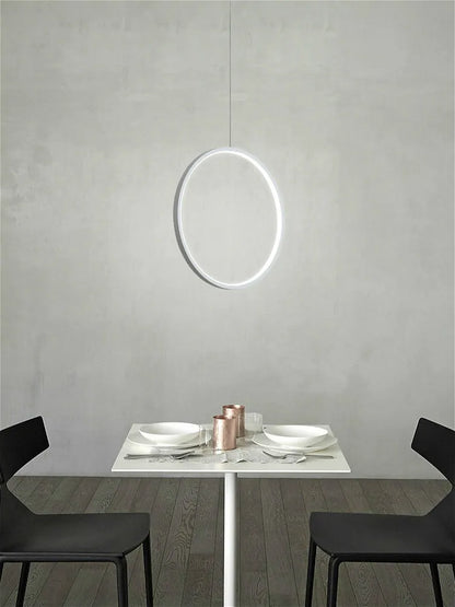 DecorBites™ LED Ring Chandelier: Minimalist Black Circle Pendant Light for Living Room Lighting