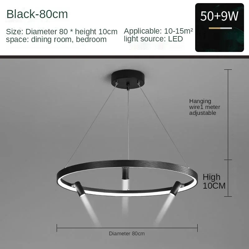 DecorBites™ Black Round Combination Chandelier Pendant Light for Home Decor and Kitchen