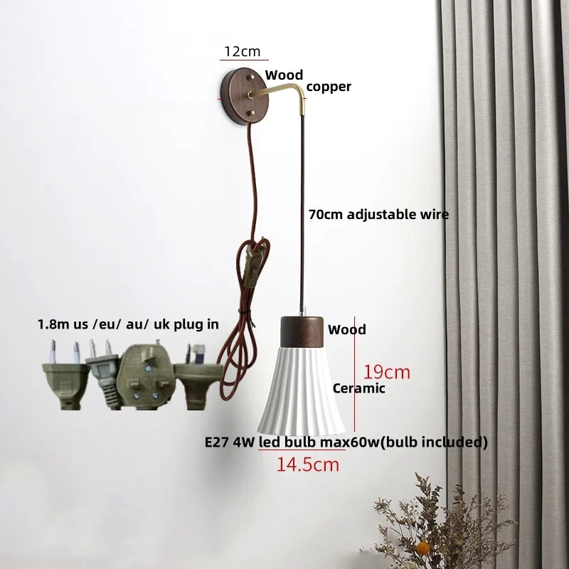 DecorBites™ Ceramic LED Wall Lamp Modern Wood Decor Stair Light Fixtures