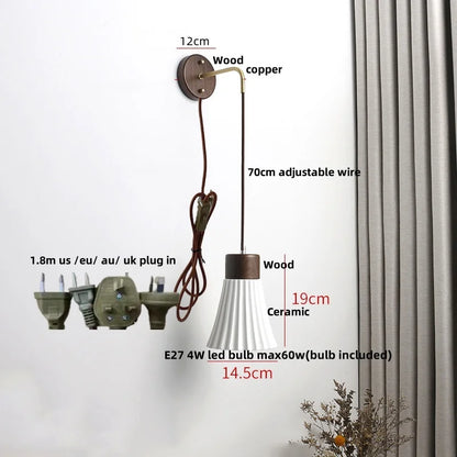 DecorBites™ Ceramic LED Wall Lamp Modern Wood Decor Stair Light Fixtures