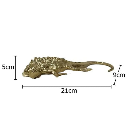 DecorBites™ Golden Lizard Sculpture: Modern Metal Desk Ornament & Room Decor Artwork